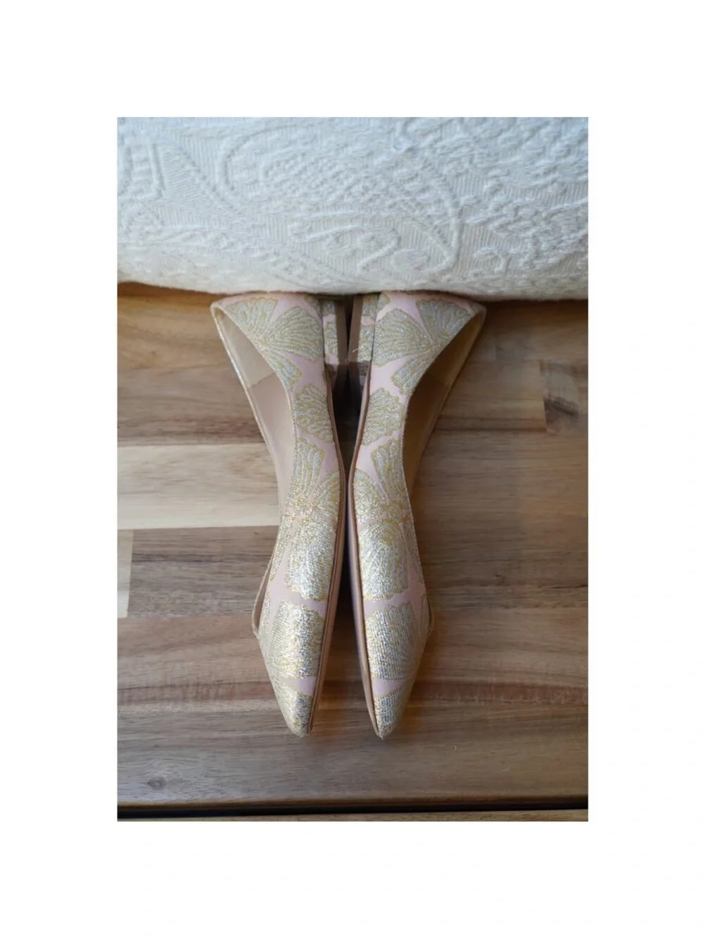 LK Bennett Pink and Gold Embellished Pointed Toe Flats
